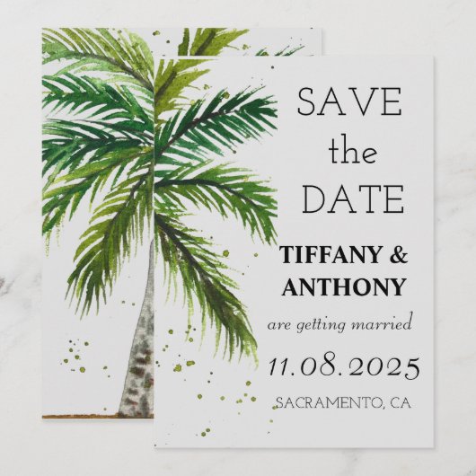 Moderne Zomer Ocean Beach bruiloft Save The Date (Voorkant / Achterkant)