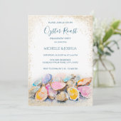 Moderne zomer oester geroosterd pastel kuststijl kaart (Staand voorkant)