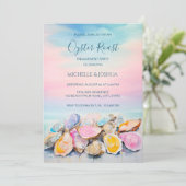 Moderne zomer oester geroosterd pastel kuststijl kaart (Staand voorkant)