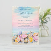 Moderne zomer oester geroosterd pastel kuststijl kaart (Staand voorkant)