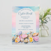 Moderne zomer oester geroosterd pastel kuststijl kaart (Staand voorkant)