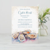 Moderne zomer oester geroosterd pastel kuststijl kaart (Staand voorkant)