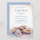 Moderne zomer oester geroosterd pastel kuststijl kaart (Voorkant / Achterkant)