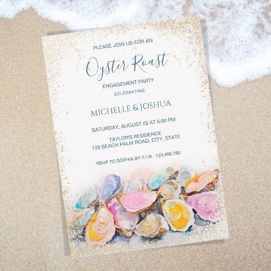 Moderne zomer oester geroosterd pastel kuststijl kaart