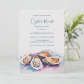 Moderne zomer oester geroosterd pastel kuststijl kaart (Staand voorkant)