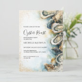 Moderne zomer oester geroosterd pastel kuststijl kaart (Staand voorkant)