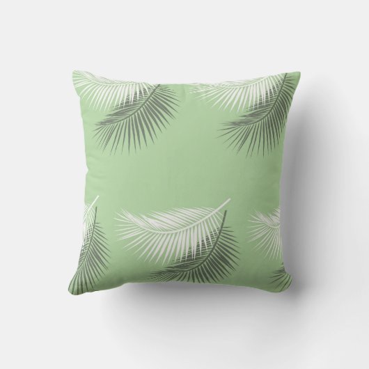 Moderne zomer palmboom blad achtergrond salie groe kussen (Achterkant)