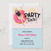 Moderne Zomer Party Tijd Meisje Verjaardag Kaart (Voorkant)