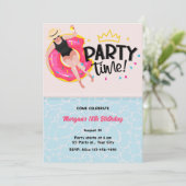 Moderne Zomer Party Tijd Meisje Verjaardag Kaart (Staand voorkant)