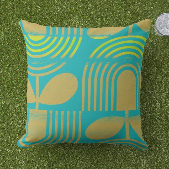 Moderne Zomer Pastel Geometrisch Buitenkussen (Gras)