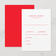 Moderne zomer rood en wit huwelijks RSVP