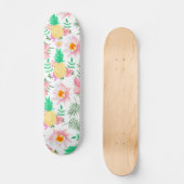 Moderne zomer roze geel tropisch floreel patroon persoonlijk skateboard (Voorkant)