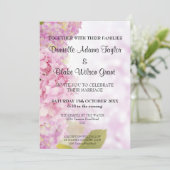 Moderne Zomer Roze Hydrangea Bruiloft Kaart (Staand voorkant)