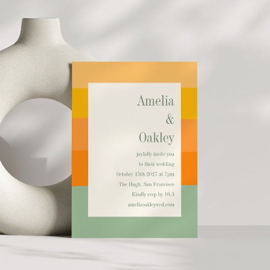 Moderne Zomer Sinaasappel Salie Groene Streep Brui Kaart