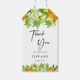 Moderne zomer sinaasappels citroen citrus bruidsdo cadeaulabel