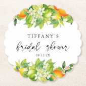 Moderne zomer sinaasappels citroen citrus bruidsdo kartonnen onderzetters (Voorkant)