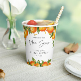 Moderne zomer sinaasappels citroen citrus bruidsdo papieren bekers