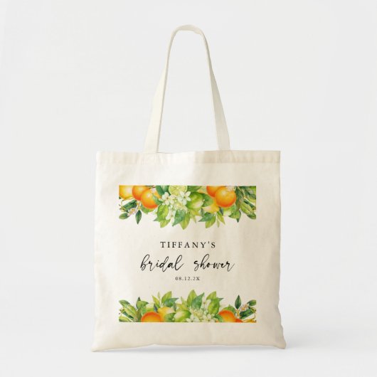 Moderne zomer sinaasappels citroen citrus bruidsdo tote bag (Voorkant)