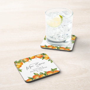 Moderne zomer Sinaasappels Citroen Citrus Bruiloft Bier Onderzetter