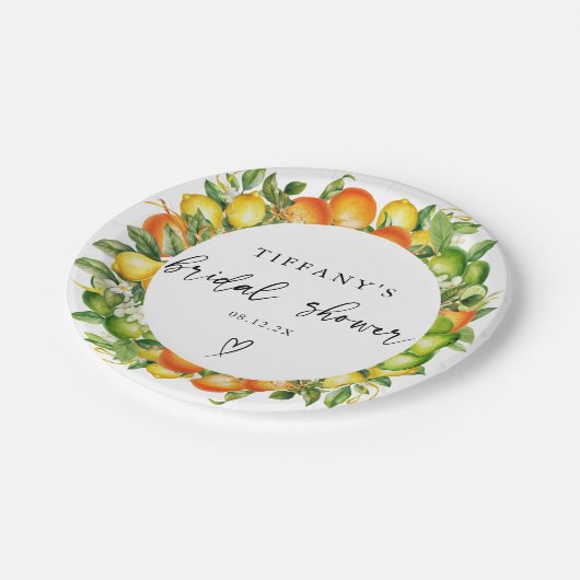 Moderne Zomer Sinaasappels Citroen Citrus Vrijgeze Papieren Bordje (Gekanteld)