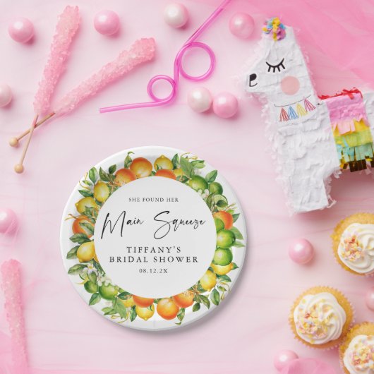 Moderne Zomer Sinaasappels Citroen Citrus Vrijgeze Papieren Bordje (Feest)