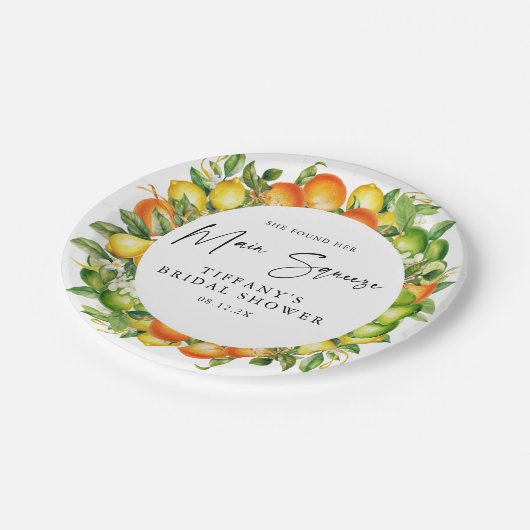 Moderne Zomer Sinaasappels Citroen Citrus Vrijgeze Papieren Bordje (Gekanteld)