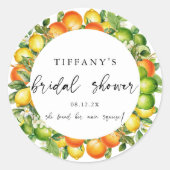 Moderne Zomer Sinaasappels Citroen Citrus Vrijgeze Ronde Sticker (Voorkant)