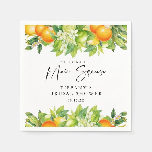 Moderne Zomer Sinaasappels Citroen Citrus Vrijgeze Servet (Voorkant)