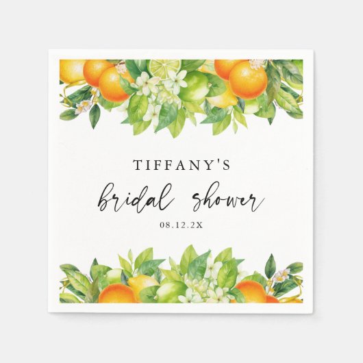 Moderne Zomer Sinaasappels Citroen Citrus Vrijgeze Servet (Voorkant)