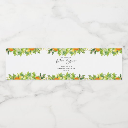 Moderne Zomer Sinaasappels Citroen Citrus Vrijgeze Waterfles Etiket (Enkel label)