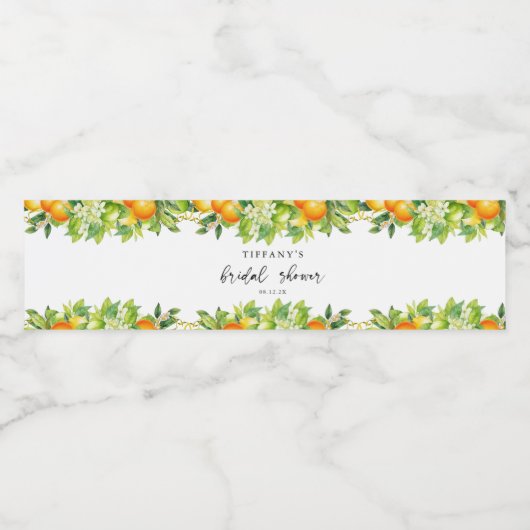 Moderne Zomer Sinaasappels Citroen Citrus Vrijgeze Waterfles Etiket (Enkel label)