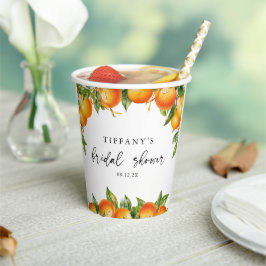 Moderne zomer sinaasappels citrus bruidsdouche papieren bekers