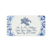 Moderne zomer stoffige blauwe en witte bruiloft RS Etiket (Voorkant)