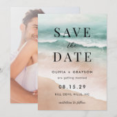 Moderne zomer strand oceaaan trouwkaart Save the D Date (Voorkant / Achterkant)