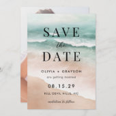 Moderne zomer strand oceaaan trouwkaart Save the D Save The Date (Voorkant / Achterkant)