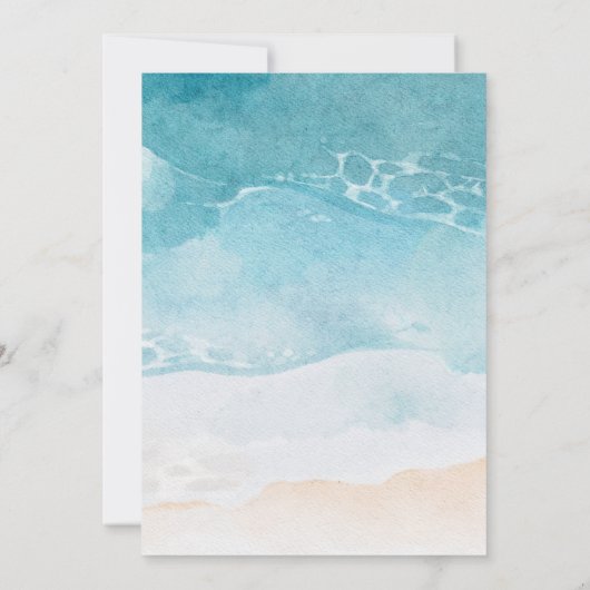 Moderne zomer strand trouwdag aan de oceaan save the date (Achterkant)