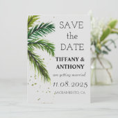 Moderne zomer strand trouwdag save the date (Staand voorkant)