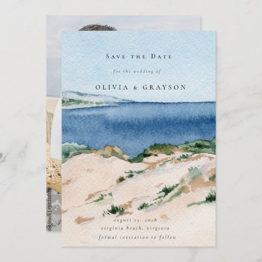 Moderne zomer strand trouwdatum opslaan  save the date (Voorkant / Achterkant)