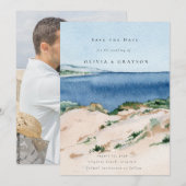Moderne zomer strand trouwdatum uitnodiging (Voorkant / Achterkant)