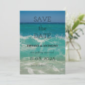Moderne zomer strandtrouwdag save the date (Staand voorkant)