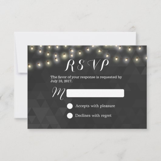 Moderne Zomer String Lights Huwelijk RSVP Kaartje (Voorkant)