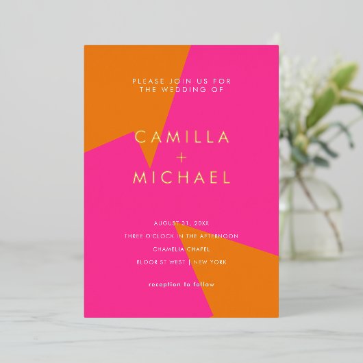 Moderne zomer trouwkaart uitnodiging (Staand Voorkant)