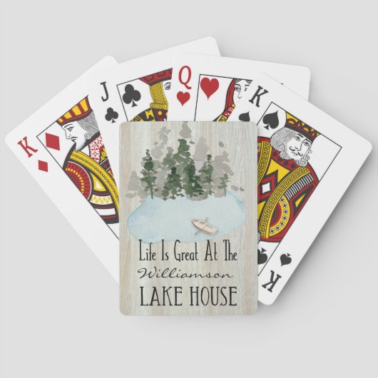 Moderne zomer vakantie Lake House familie Pokerkaarten (Achterkant)