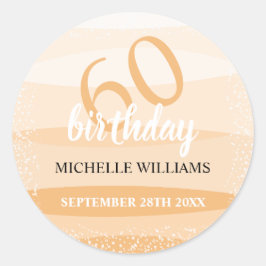 Moderne zomer verjaardagsfeestje in roze ronde sticker