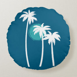 Moderne Zomer Vibes Palm Tree Sky Blue Rond Kussen