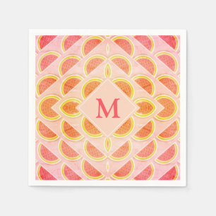 Moderne zomer WATERMELON roze MONOGRAM-papier Servet