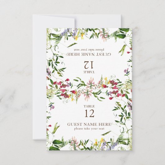 Moderne Zomer Wildflower Trouwplaats Kaart (Voorkant)