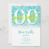 Moderne zomer zwembad partij elke leeftijd verjaar kaart (Voorkant)