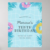 Moderne zomer zwembadfeest verjaardag  poster (Voorkant)