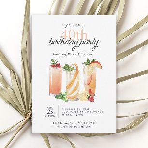 Moderne Zomercocktails 40e Verjaardagsfeest Kaart